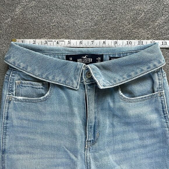 Hollister Vintage Stretch Fold Over Ultra High Rise Mom Jean Light Wash Denim 25 - Picture 13 of 16